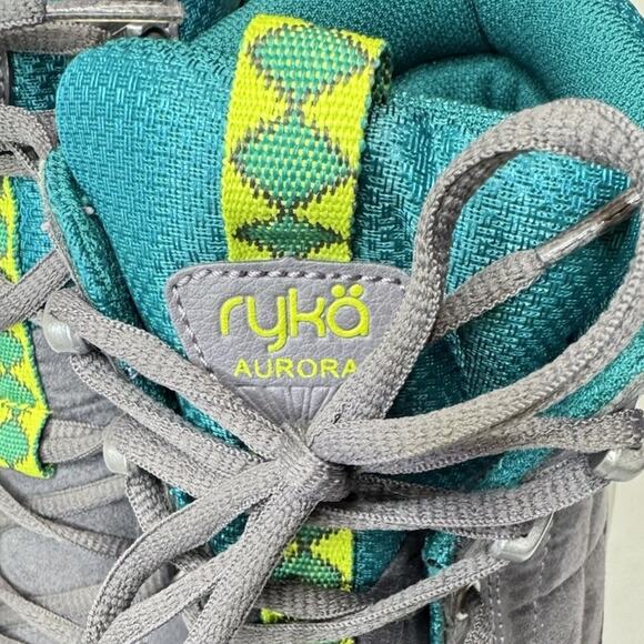 Ryka Aurora Boots Quilted Upper Hi Top Sneaker Gray/Teal Womens Sz 8 - Picture 3 of 10